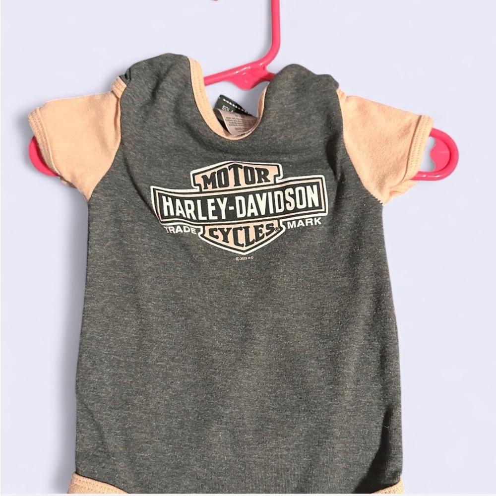 Harley-Davidson Charcoal and Peach Infant Bodysuit